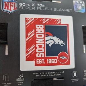 NFL Broncos Plush Blanket with Red and Blue Accents